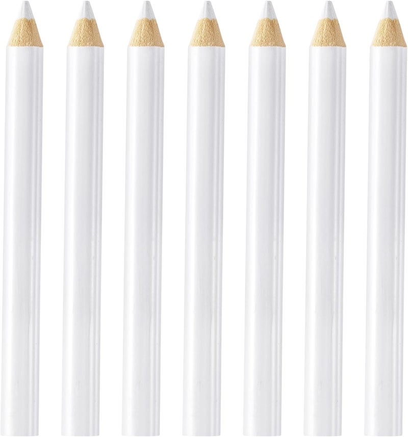 Esslly 7PCS Fabric Pencils for Sewing, White Water Soluble Sewing Fabrics Maker, Tailors Chalk for Cloth Wipe Quilting, Fabric Pencil for Dressmakers DIY Crafts (8.75 cm) - Image 1
